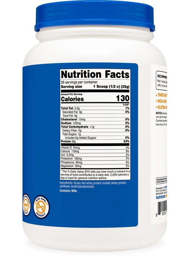 Nutricost Grass-Fed Whey Protein Isolate (Unflavored) 2LBS - Non-GMO, Gluten Free, Pure Protein - Image 5