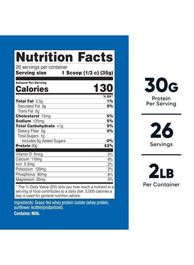 Nutricost Grass-Fed Whey Protein Isolate (Unflavored) 2LBS - Non-GMO, Gluten Free, Pure Protein - Image 2