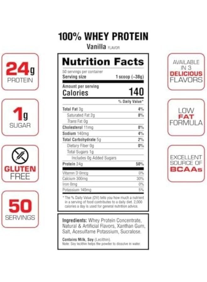 LABRADA 100% Whey Protein Powder Vanilla 4.13 lbs - Image 3