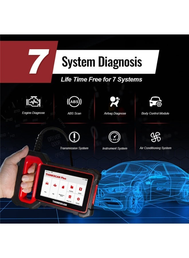 فكر في السيارة جهاز فحص OBD2 ThinkCAR، جهاز فحص ThinkScan Plus S7 لأنظمة ABS، SRS، ECM، TCM، BCM، AC، IC، مع 5 خيارات خدمات خاصة، جهاز فحص سيارات يغطي أكثر من 10,000 سيارة، قارئ أكواد، متوافق مع AutoAuth لـ FCA SGW - Image 3