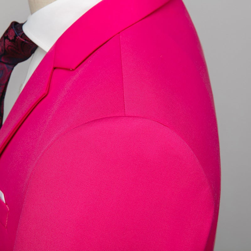 Special Offer New Slim-Fit Korean Style Student Casual Business Groom Best Man Suit Two-Piece Suit Western Red - Image 5