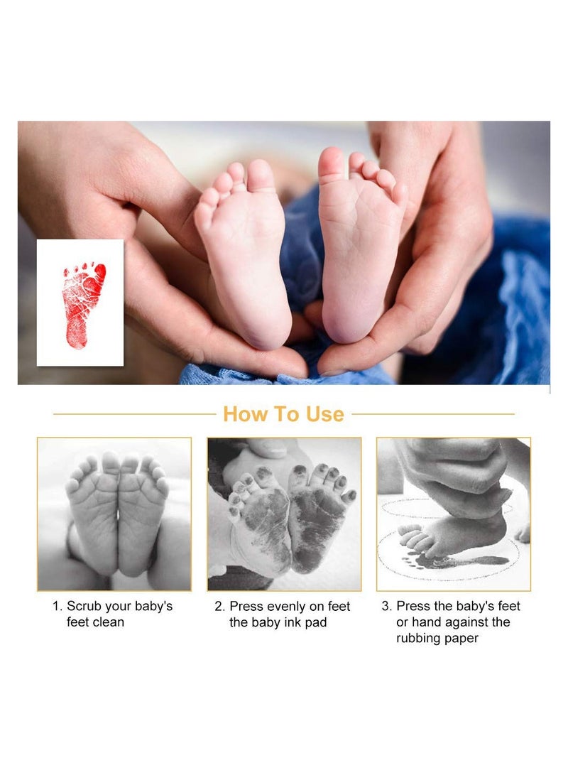 إكسفور Baby Handprint and Footprint Ink Pads, Baby Footprint Kit, Paw Print kit, Baby Ink Pad, Non Toxic and Safe Print, Smudge Proof, Easy to Wash Off, 4 Color, Black+Red+Blue+Yellow - Image 4