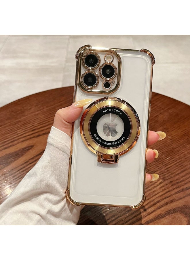 NIBEMINENT Electroplated Magnetic Suction Protection Case With Magsafe For IPhone 15 Pro Max, Gold - Image 1