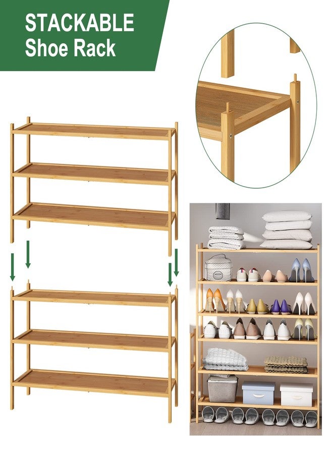 kiplant Long Shoe Rack, Bamboo Wood 3-Tier Shoe Rack for Entryway, Stackable | Foldable | Natural, Shoe Organizer for Hallway Closet, Free Standing Shoe Racks for Indoor Outdoor - Image 5