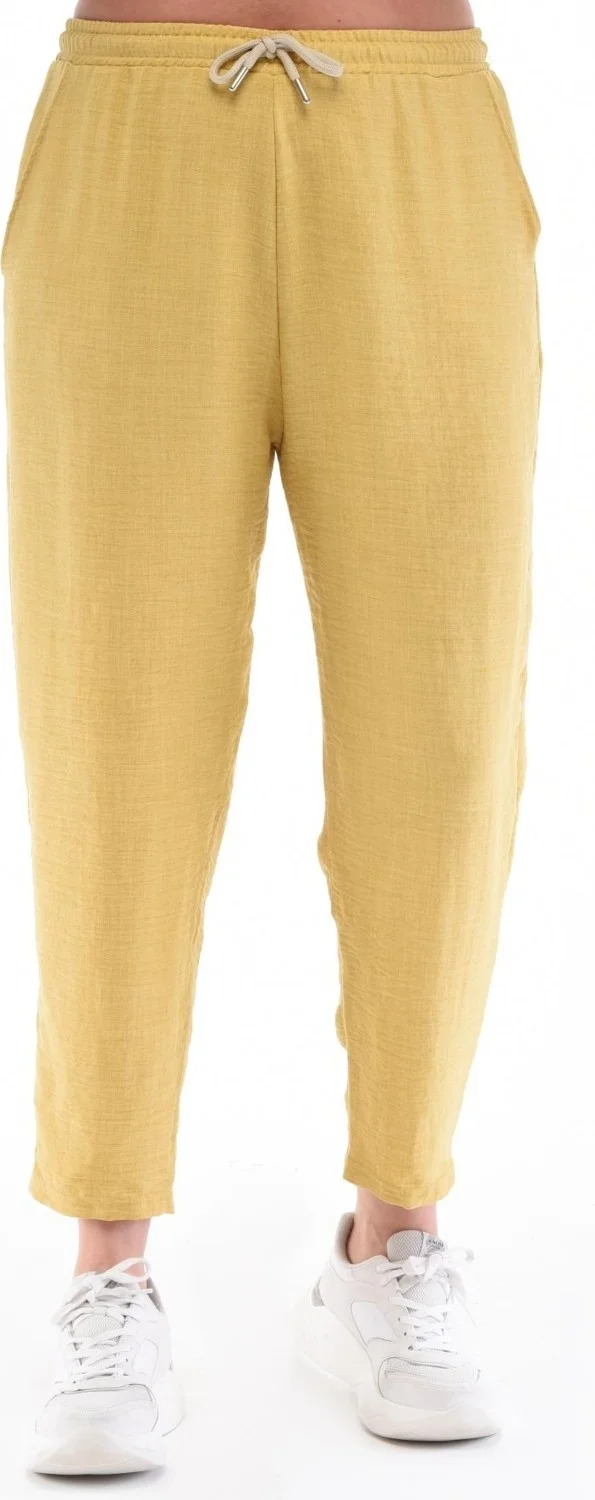 سيدي دينيم Women's Plus Size Synthetic Linen High Waist Elastic Skinny Leg Mom Pants C611