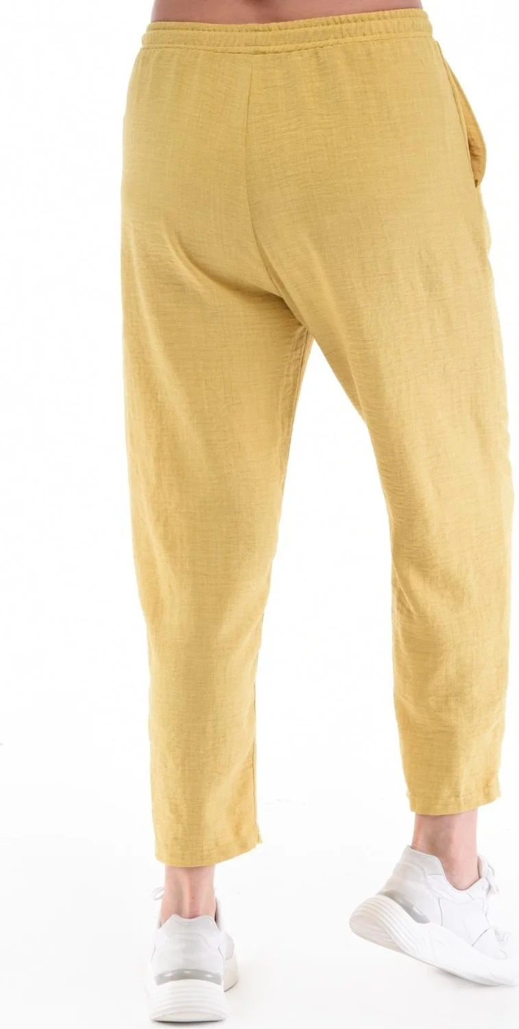 سيدي دينيم Women's Plus Size Synthetic Linen High Waist Elastic Skinny Leg Mom Pants C611