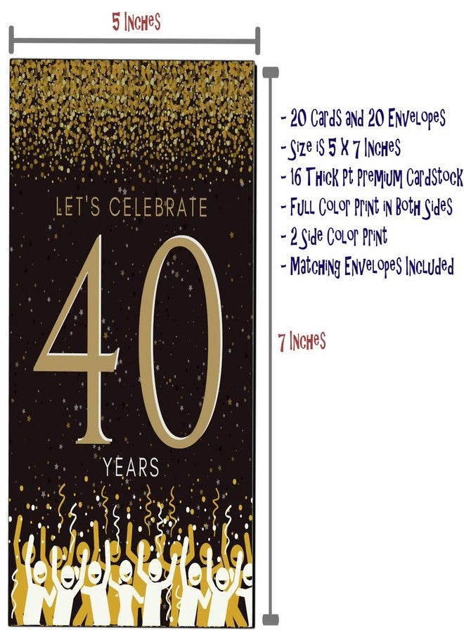 Elcer 40th Birthday Party Invitations | 40 Years celebration | Happy Anniversary | 5 x 7 | Black & Gold | Fill In Style 20 Count with Envelopes | You're Invited | Surprise Party - Image 4
