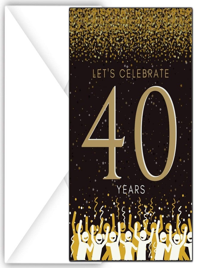 Elcer 40th Birthday Party Invitations | 40 Years celebration | Happy Anniversary | 5 x 7 | Black & Gold | Fill In Style 20 Count with Envelopes | You're Invited | Surprise Party - Image 3