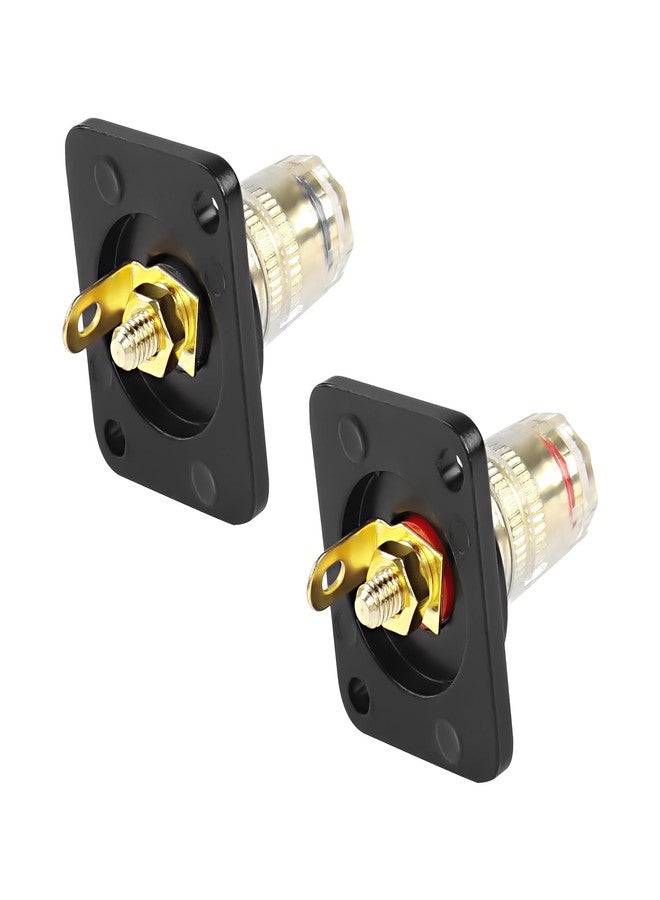 XMSJSIY D-Type Speaker Box Terminal Binding Post Panel Mount 4mm Banana Plug Socket Connector Copper Gold Plate for Amplifier Subwoofer Box Terminal-1 Pair(Black+Red) - Image 1