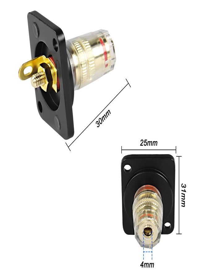 XMSJSIY D-Type Speaker Box Terminal Binding Post Panel Mount 4mm Banana Plug Socket Connector Copper Gold Plate for Amplifier Subwoofer Box Terminal-1 Pair(Black+Red) - Image 2