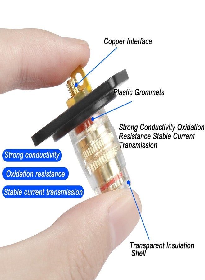XMSJSIY D-Type Speaker Box Terminal Binding Post Panel Mount 4mm Banana Plug Socket Connector Copper Gold Plate for Amplifier Subwoofer Box Terminal-1 Pair(Black+Red) - Image 3