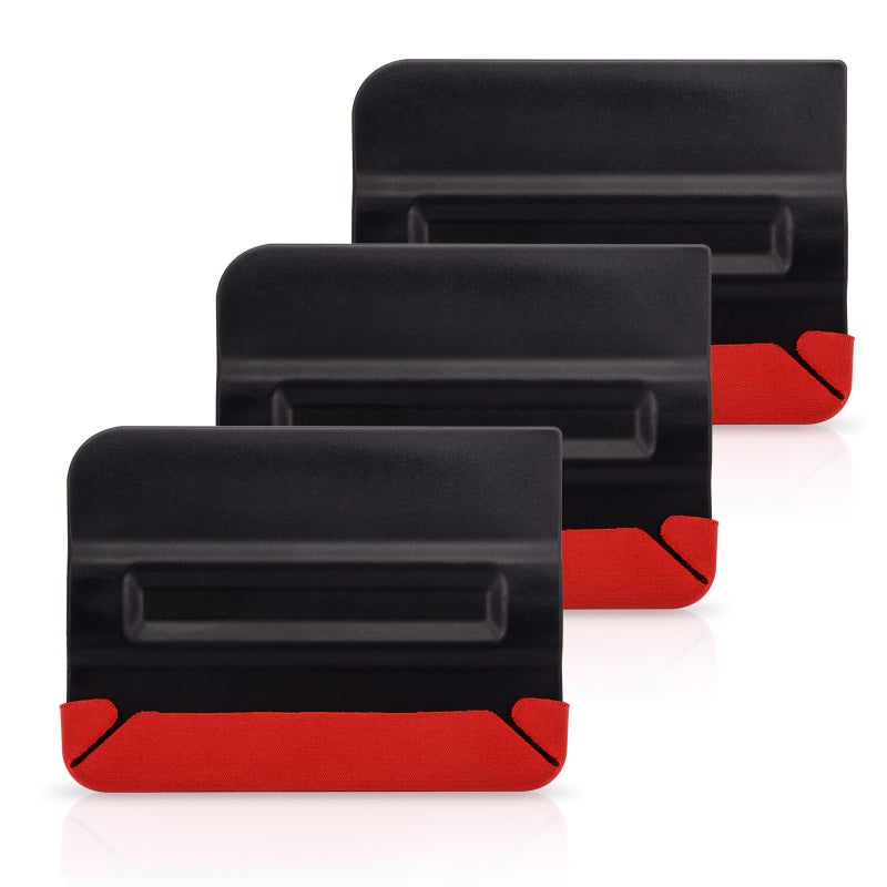 Gomake Vinyl Felt Squeegee 4 Inch Built in Magnet with Big Buffer Felt Edge for Car Vinyl Scraper Decal Applicator Tool, Pack of 3 - Image 1