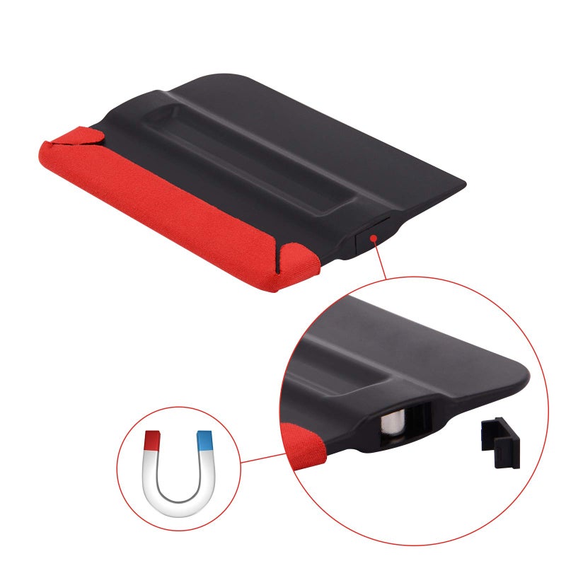 Gomake Vinyl Felt Squeegee 4 Inch Built in Magnet with Big Buffer Felt Edge for Car Vinyl Scraper Decal Applicator Tool, Pack of 3 - Image 3