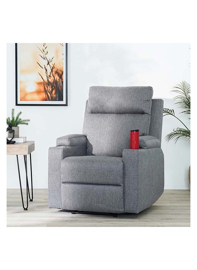 DANUBE HOME Danube Home Taylor 1 Seater Fabric Power Recliner With Massage Options & Cup Holder Modern Design One Seat Relaxing Chair Comfortable Living Room Furniture L 77 x W 84 x H 104 cm Grey  - Image 1