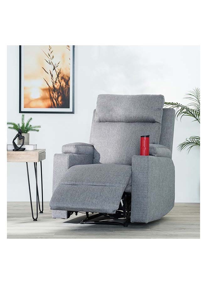 DANUBE HOME Danube Home Taylor 1 Seater Fabric Power Recliner With Massage Options & Cup Holder Modern Design One Seat Relaxing Chair Comfortable Living Room Furniture L 77 x W 84 x H 104 cm Grey  - Image 2