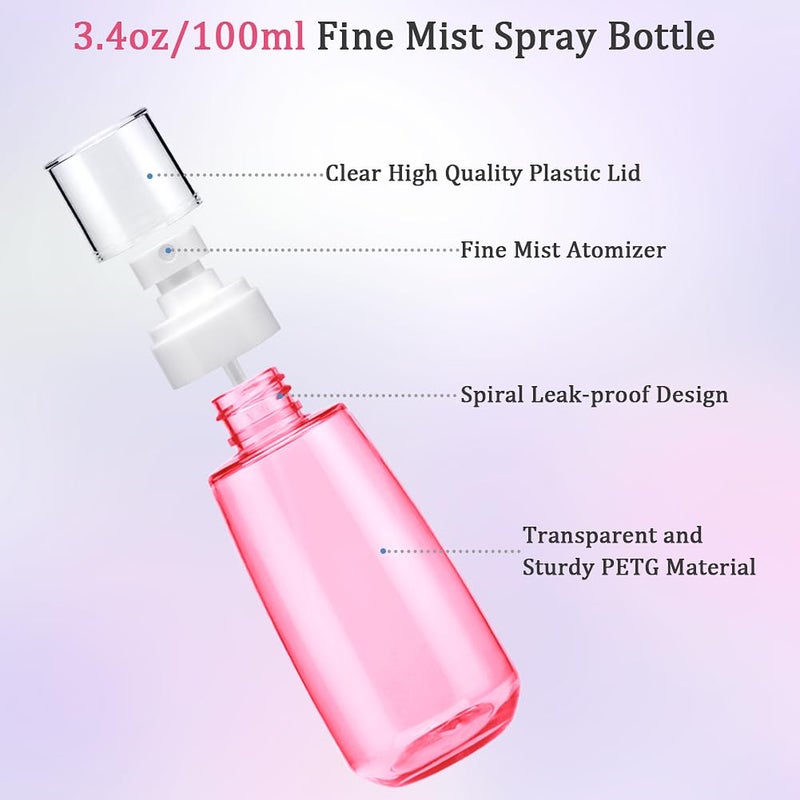 Cosywell Fine Mist Spray Bottle 3.4oz/ 100ml Empty Cosmetic Refillable Travel Containers Plastic Hair Spray Bottle Sprayer for Perfume Skincare Makeup Lotion (6color2purple) - Image 4
