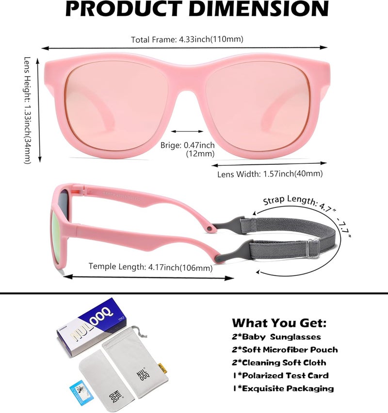 NULOOQ Flexible Polarized Baby Sunglasses with Adjustable Strap for Toddler Newborn Infant Age 0-24 Months - Image 3