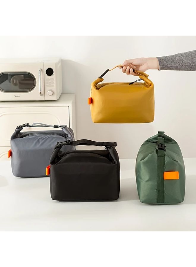 Large Capacity Insulated Lunch Bag Black Foldable Portable Oxford Cloth Design - Image 2