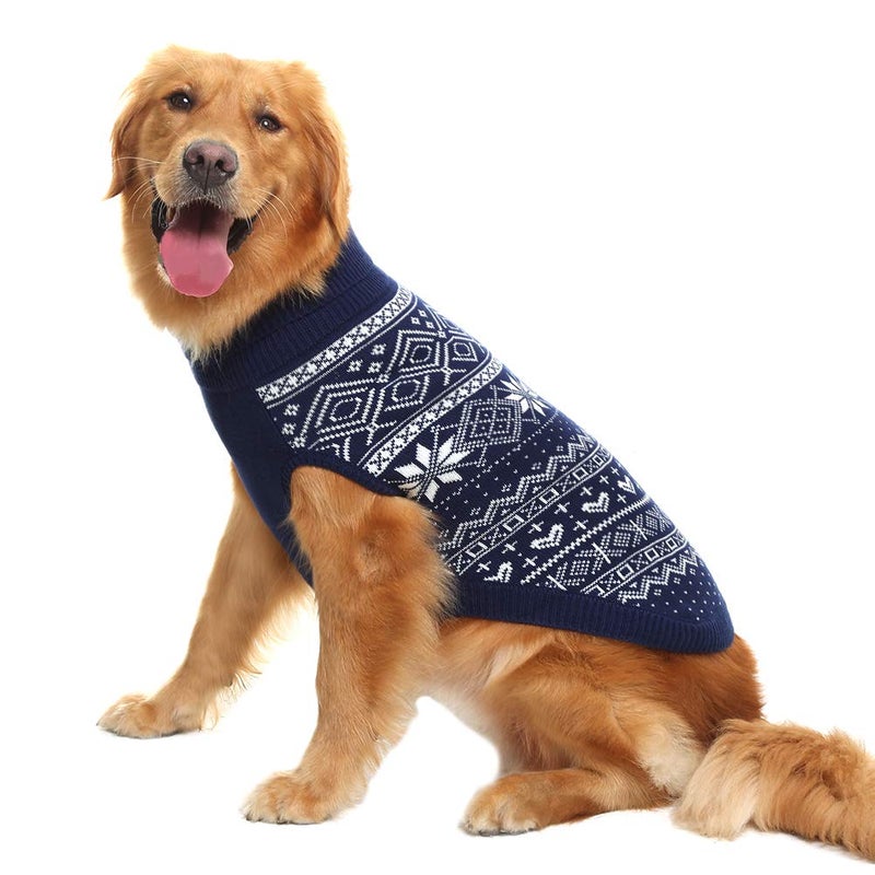 HOMIMP Argyle Dog Sweater - Warm Winter Coat for Small, Medium & Large Dogs, Ugly Puppy Sweater, Soft Coat, Pet Clothing for Boys & Girls (Medium, Blue) - Image 5