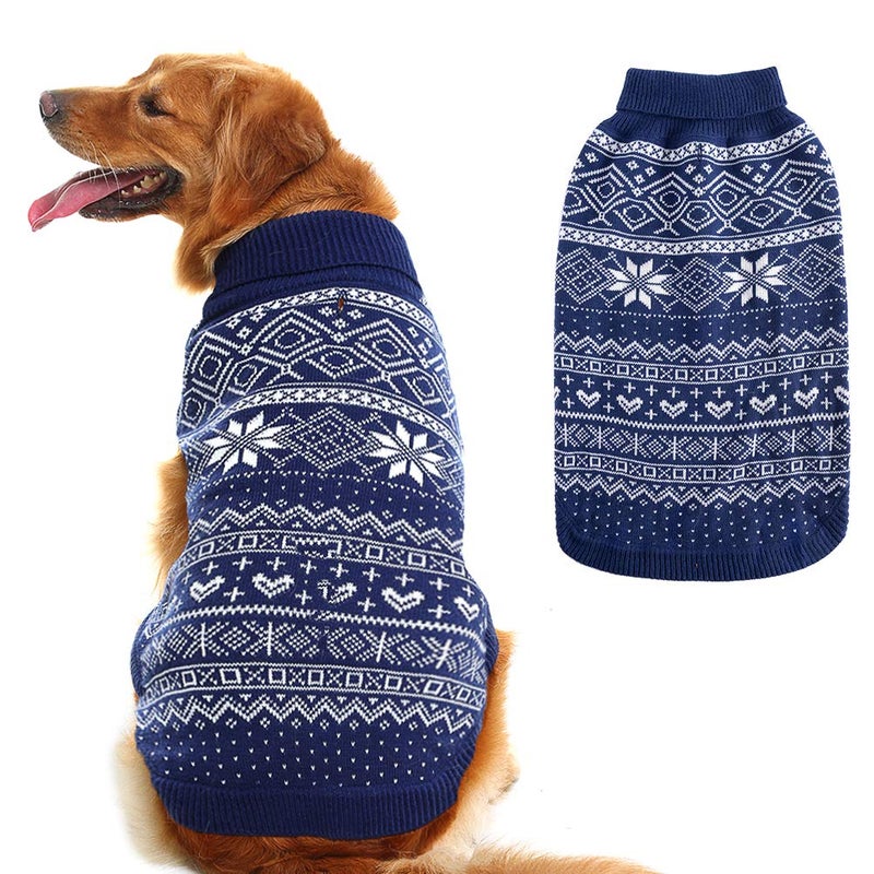 HOMIMP Argyle Dog Sweater - Warm Winter Coat for Small, Medium & Large Dogs, Ugly Puppy Sweater, Soft Coat, Pet Clothing for Boys & Girls (Medium, Blue) - Image 1
