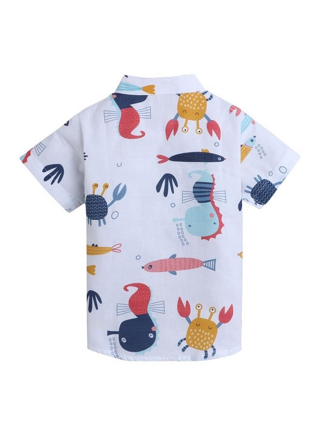 Hopscotch Boys Cotton Animal Print Shirt And Shorts Set In White Color For Ages 18-24 Months (YAH-2945689) - Image 2