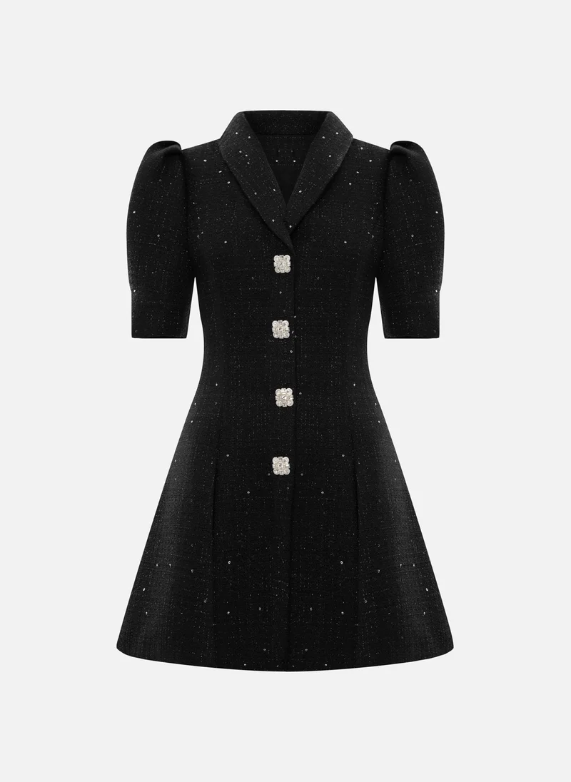 Lichi Tweed mini dress with accent buttons
