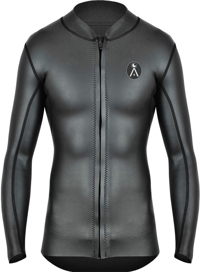 A VEBODI SURF Wetsuit TOP | Mens 1.5mm Neoprene Surfing Jacket | Long Sleeve-Front Zipper Vest | Wet Suit |… (as1, Alpha, s, Regular, Regular) - Image 1