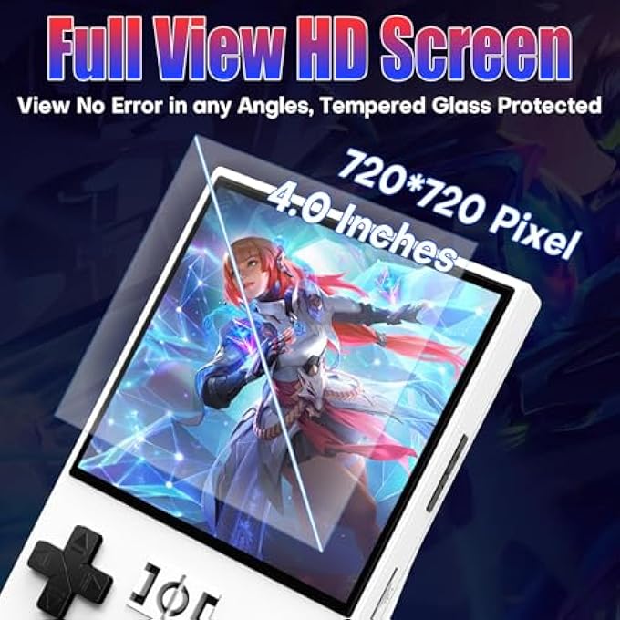 R36MAX HANDHELD GAME CONSOLE, PORTABLE MINI RETRO HANDHELD GAME CONSOLE, 4.0 INCH IPS VIDEO GAMING CONSOLE WITH 64GB TF CARD OVER 18000+ PRE-INSTALLED RETRO GAMES, 4000MAH BATTERY, WHITE - Image 4