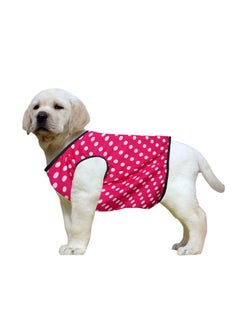 Funky Soft Cotton Dog T-Shirt | Comfortable & Breathable Dog Clothing | Sleeveless Vest Puppy Outfit |(Polka Pink) (Medium) (18Inches)