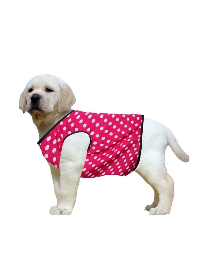 Western Era - Funky Soft Cotton Dog T-Shirt | Comfortable & Breathable Dog Clothing | Sleeveless Vest Puppy Outfit |(Polka Pink) (Medium) (18Inches) - Image 1