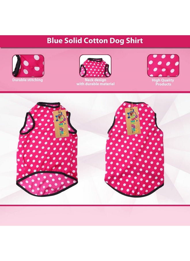 Western Era - Funky Soft Cotton Dog T-Shirt | Comfortable & Breathable Dog Clothing | Sleeveless Vest Puppy Outfit |(Polka Pink) (Medium) (18Inches) - Image 1