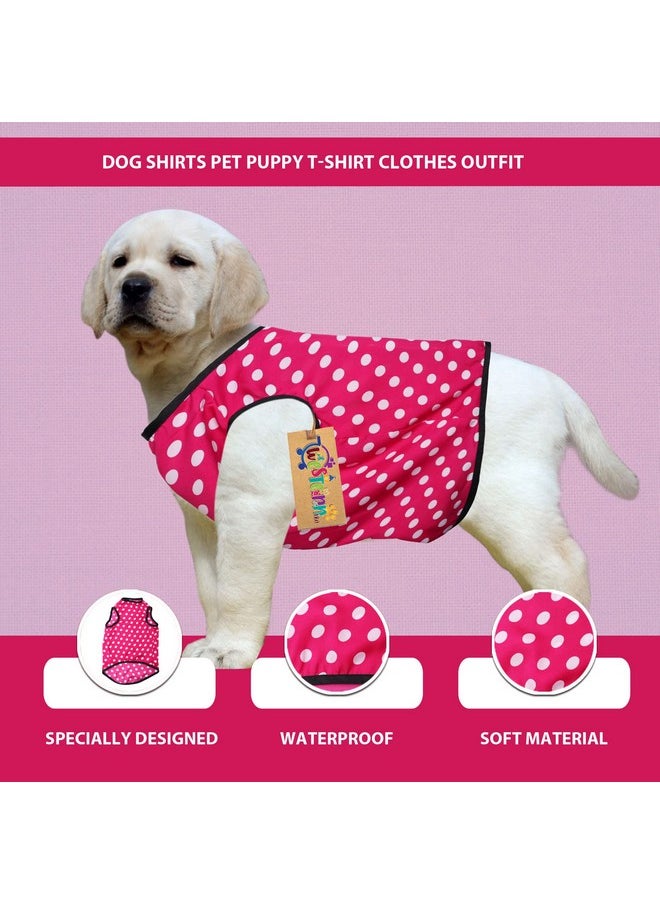 Western Era - Funky Soft Cotton Dog T-Shirt | Comfortable & Breathable Dog Clothing | Sleeveless Vest Puppy Outfit |(Polka Pink) (Medium) (18Inches) - Image 1