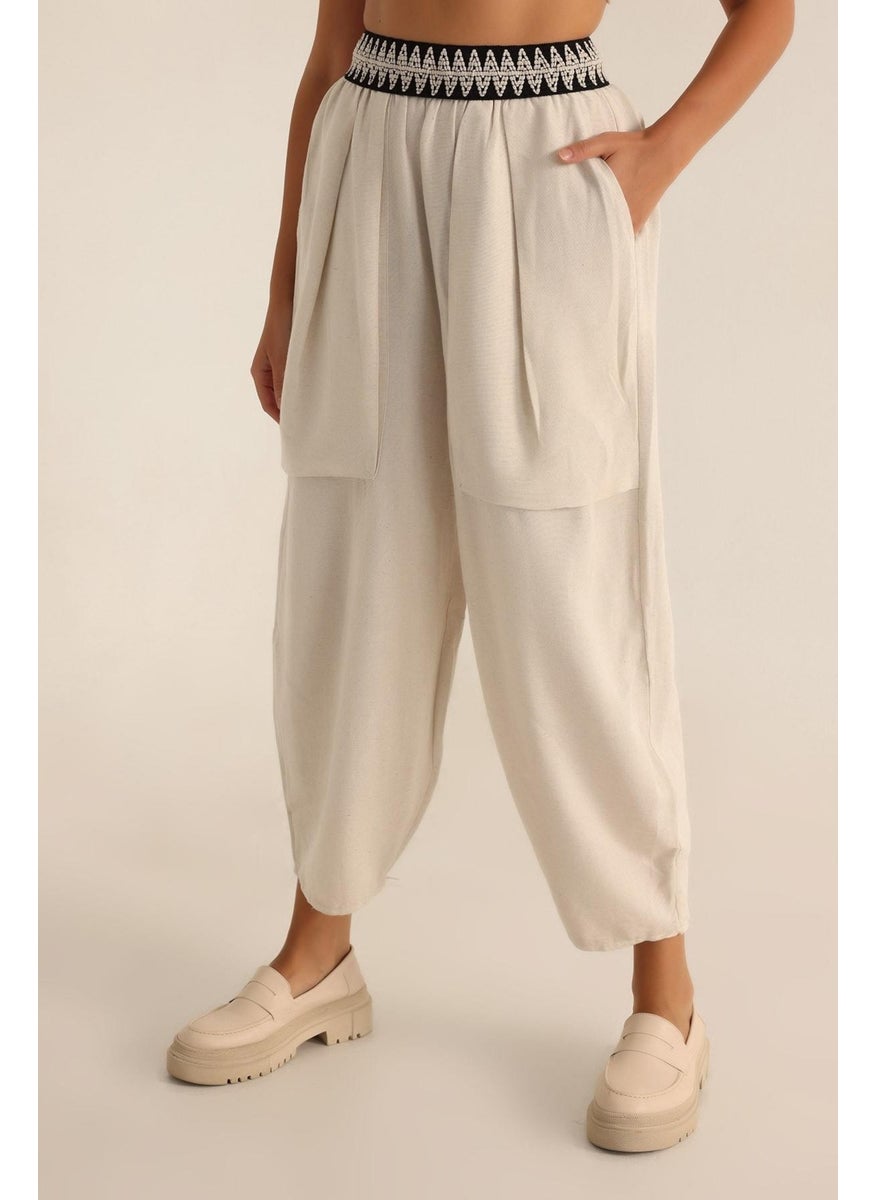 Tena Women's Natural Waist Stripe Large Pocket Wide Leg Pants  - Image 1