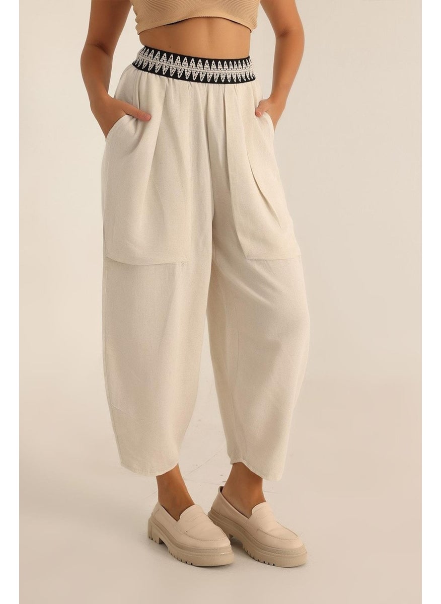 Tena Women's Natural Waist Stripe Large Pocket Wide Leg Pants  - Image 2
