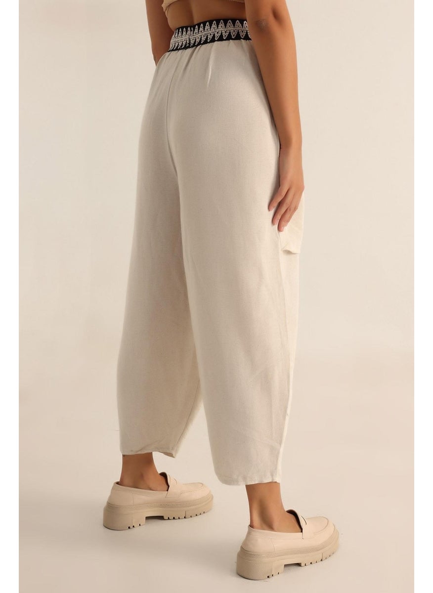 Tena Women's Natural Waist Stripe Large Pocket Wide Leg Pants  - Image 3