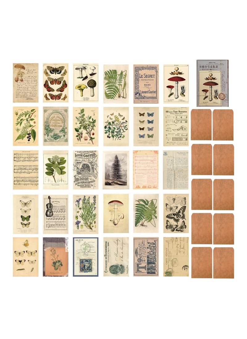 Y&D 40Pcs Vintage Style Postcards and Envelopes Set, Retro Nostalgic Memory Postcard Creative Cowhide Old English Writing Greeting Card Photography Props DIY Paper for Handicrafts  - Image 2