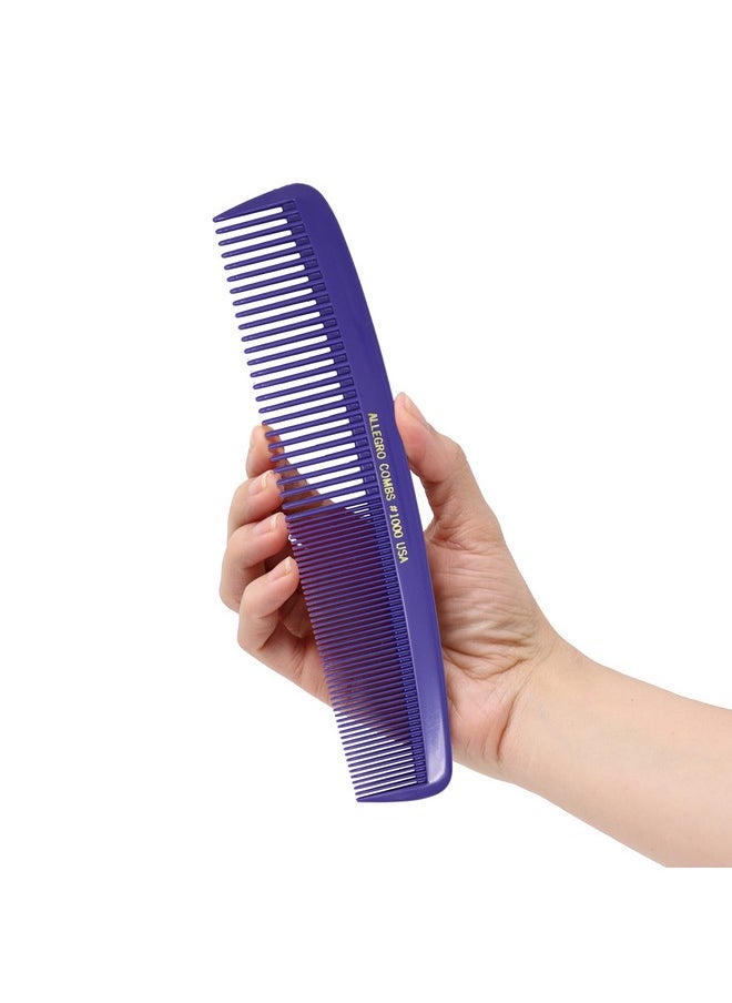 Allegro Combs - Allegro Combs 1000 X-Large Styling Comb Hair Cutting Barber Stylist Shampoo Combs All Purpose Wide And Fine Tooth Made In The USA 2 Pc. (Purple) - Image 1