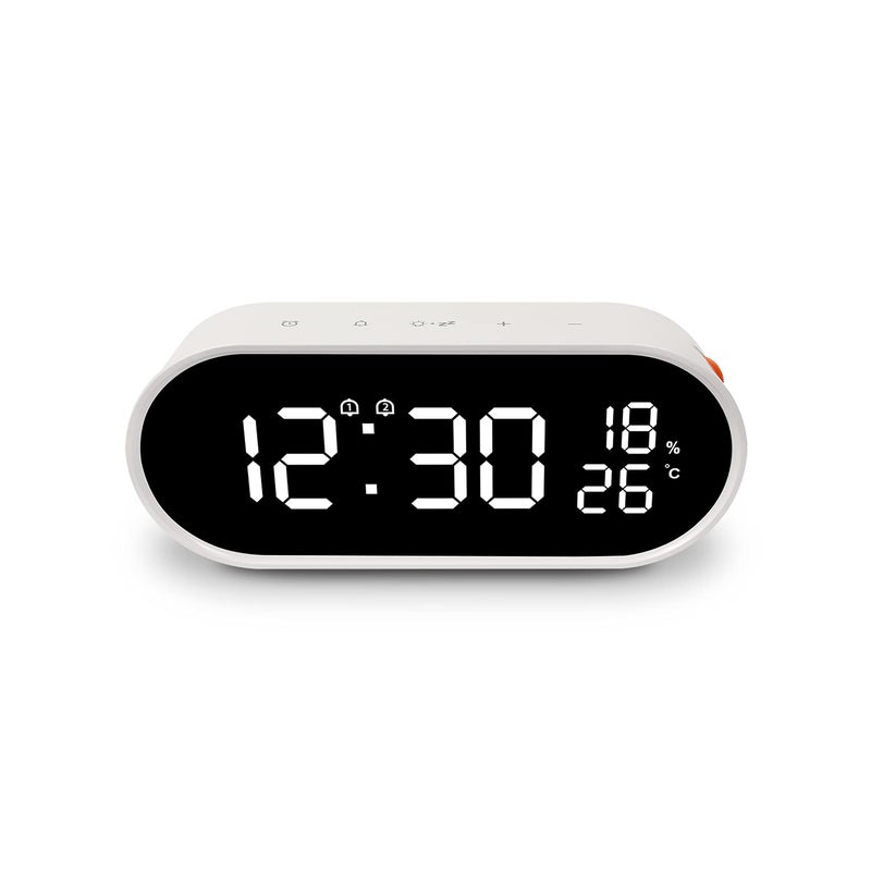mooas Digital Alarm Clock Digital Mirror Led Desk Clock with USB Rolling Pop LED Desk Clock Brightness Adjustment 1224H Mode Dual Alarm Snooze Temperature Humidity Display White