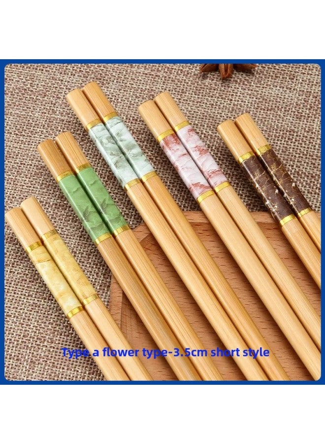 Marble Printing Chopsticks Mildew-proof Non-slip Natural Bamboo Chopsticks Household Bamboo Chopsticks Five-color Household Chopsticks Manufacturers Wholesale-Color:Marble 5 Pairs In Bags-short Style-Specifications:24x7.0 Shunjie  - Image 3