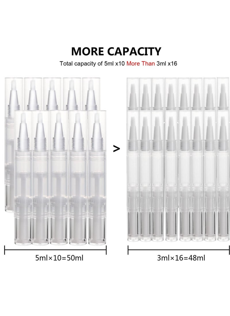 Y&D - 5ml Transparent Twist Pen, for Cuticle Oil Applicator, Empty Nail Pen with Brush Tip, Eyelash Growth Liquid Tube, Cosmetic Lip Gloss Container (10 pack) - Image 1
