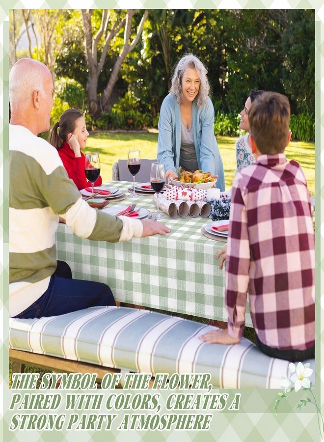 FuWeave 12 Pcs Green and White Checkered Tablecloths Disposable Plastic Gingham Table Cloths Waterproof Rectangle Plaid Table Cover for Wedding Picnic Birthday Party Decor, 54 x 108 Inch - Image 5