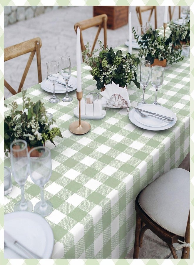 FuWeave 12 Pcs Green and White Checkered Tablecloths Disposable Plastic Gingham Table Cloths Waterproof Rectangle Plaid Table Cover for Wedding Picnic Birthday Party Decor, 54 x 108 Inch - Image 4