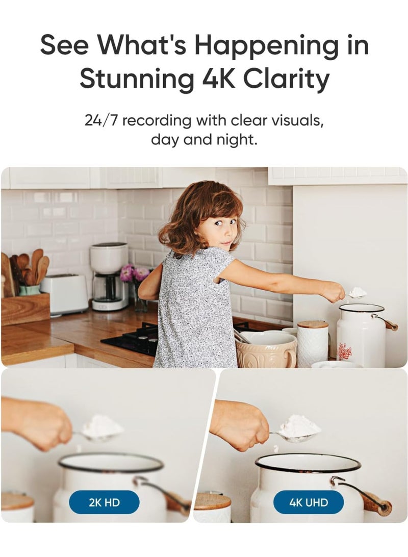 eufy Indoor Cam E30, Latest Generation, 4K UHD Security Camera, Pet/Dog/Baby Camera with Phone app, Color Night Vision, Human/Pet Auto Tracking, 360 Pan-Tilt, Works with Homekit，White - Image 2