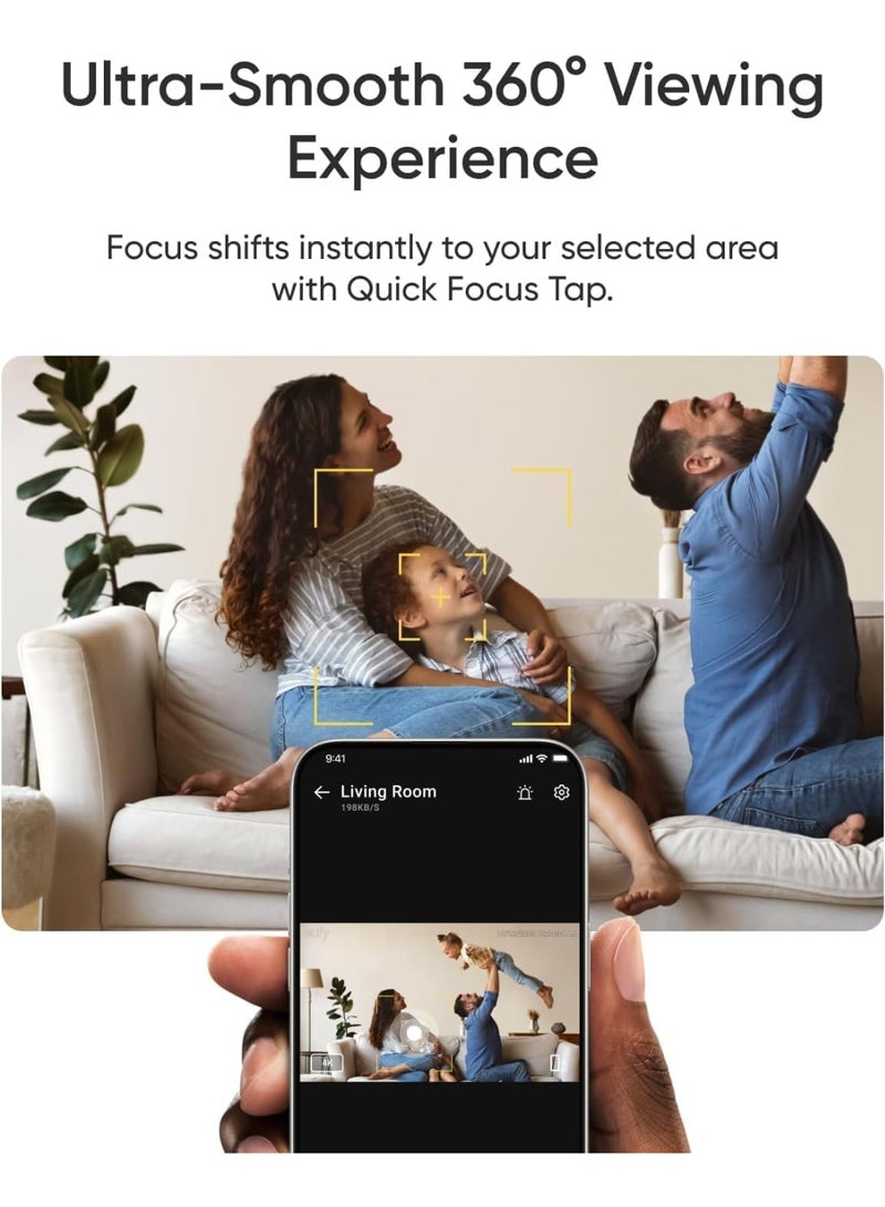 eufy Indoor Cam E30, Latest Generation, 4K UHD Security Camera, Pet/Dog/Baby Camera with Phone app, Color Night Vision, Human/Pet Auto Tracking, 360 Pan-Tilt, Works with Homekit，White - Image 3