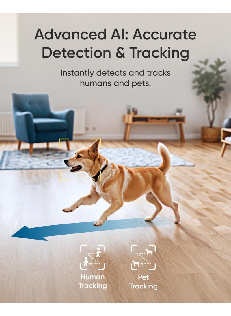 eufy Indoor Cam E30, Latest Generation, 4K UHD Security Camera, Pet/Dog/Baby Camera with Phone app, Color Night Vision, Human/Pet Auto Tracking, 360 Pan-Tilt, Works with Homekit，White - Image 4