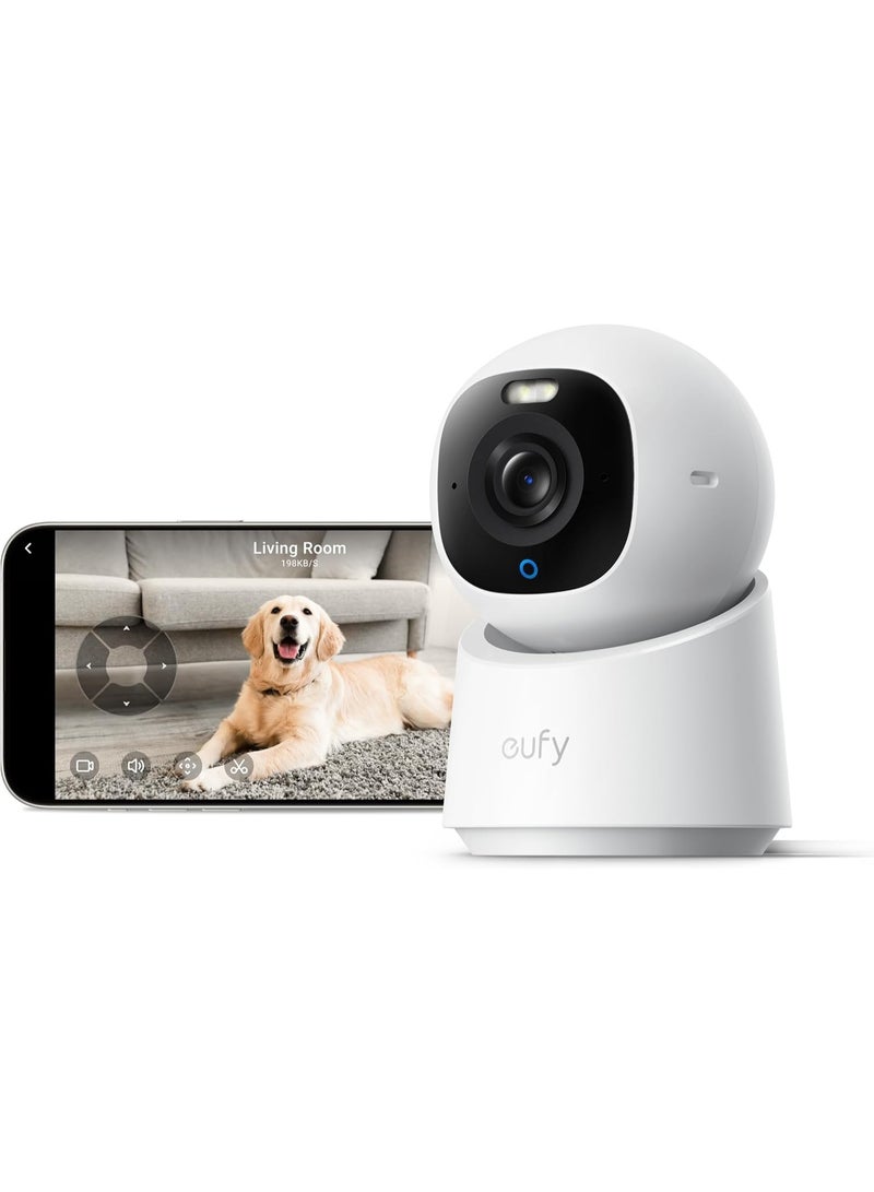 eufy Indoor Cam E30, Latest Generation, 4K UHD Security Camera, Pet/Dog/Baby Camera with Phone app, Color Night Vision, Human/Pet Auto Tracking, 360 Pan-Tilt, Works with Homekit，White - Image 1
