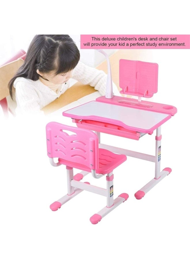 DubaiGallery Kids Functional Desk and Chair Set, Height Adjustable Children School Study Table with Bookholder Slots, LED Lamp Holder, Storage for Boys Girls. Sturdy 2 Years-12 Years. Doodle board - Image 5