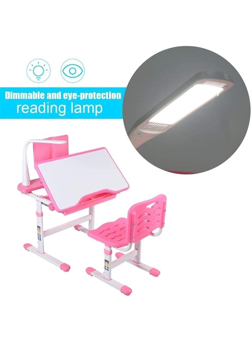 DubaiGallery Kids Functional Desk and Chair Set, Height Adjustable Children School Study Table with Bookholder Slots, LED Lamp Holder, Storage for Boys Girls. Sturdy 2 Years-12 Years. Doodle board - Image 4