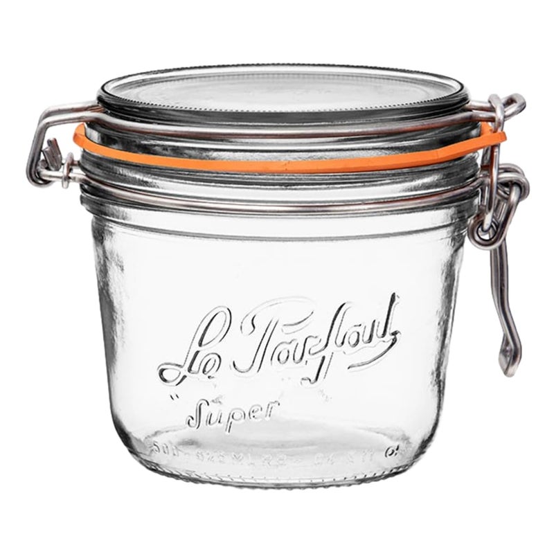 Le Parfait Super Terrine  500ml French Glass Canning Jar wStraight Body Airtight Rubber Seal  Glass Lid 16ozPint Single Jar Stainless Wire