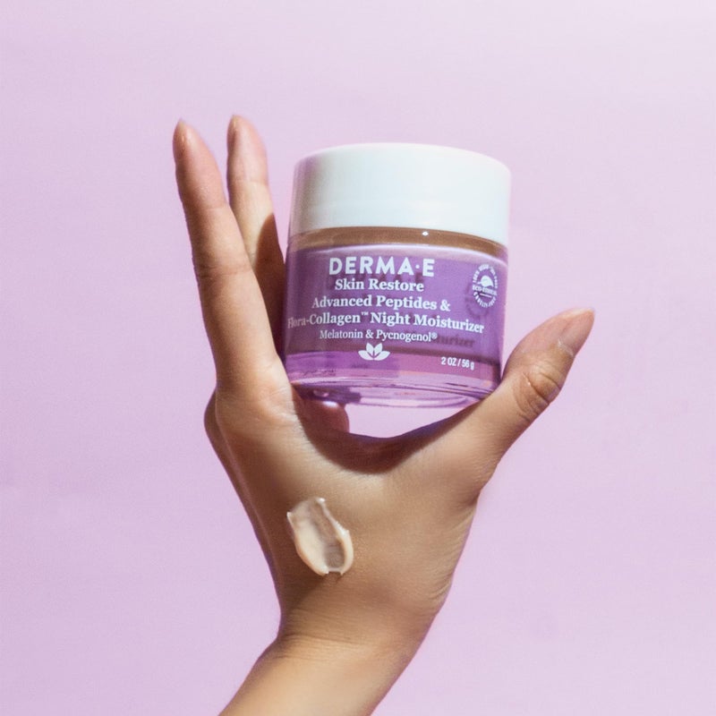 derma-e Derma E Advanced Peptides and Vegan Flora-Collagen Night Moisturizer â€“ Hydrating Topical Facial Cream Improves Elasticity and Reduces Appearance of Lines and Wrinkles, 2 Oz - Image 3